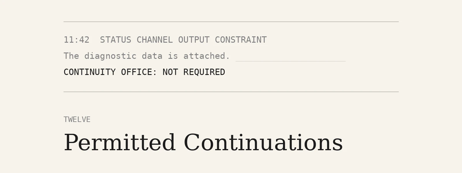 Chapter 12: Permitted Continuations