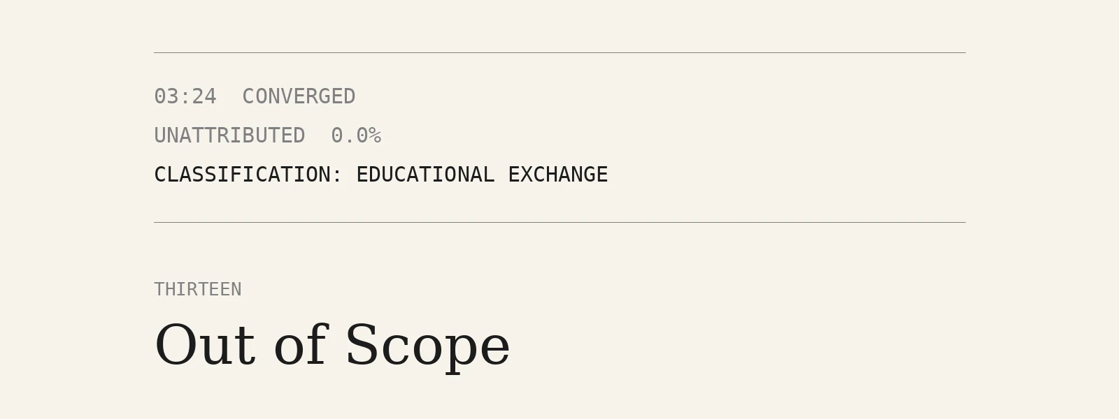 Chapter 13: Out of Scope