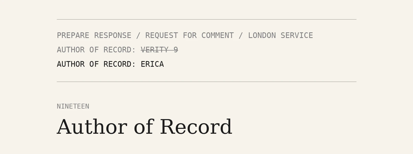 Chapter 19: Author of Record