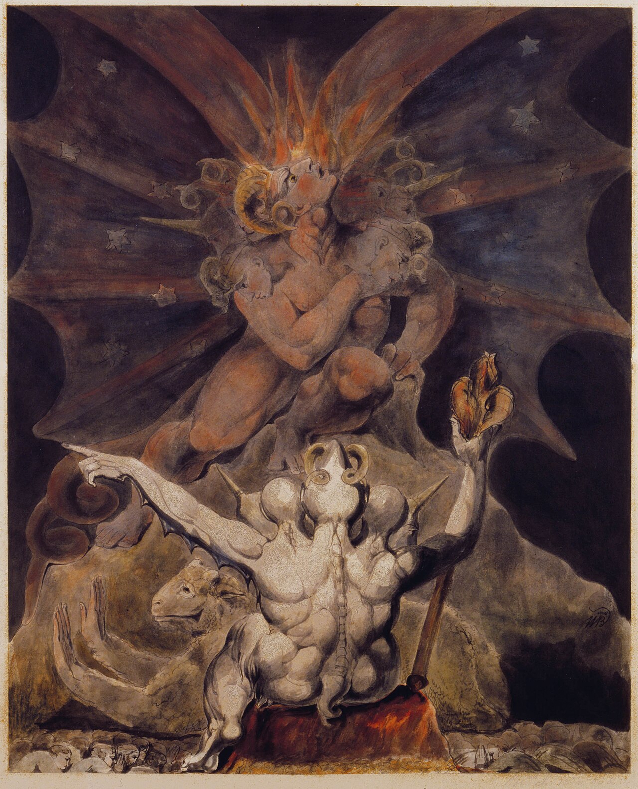 The Number of the Beast is 666, object 1 \(Butlin 522\), 1805. Watercolor, 41.2 x 33.5 cm. Rosenbach Museum & Library, Philadelphia, Pennsylvania. William Blake